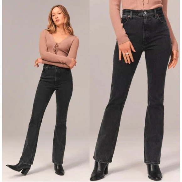 NWT Abercrombie 70s Vintage Flare Ultra High Rise Jeans Plus Size 24W Denim - Picture 2 of 7